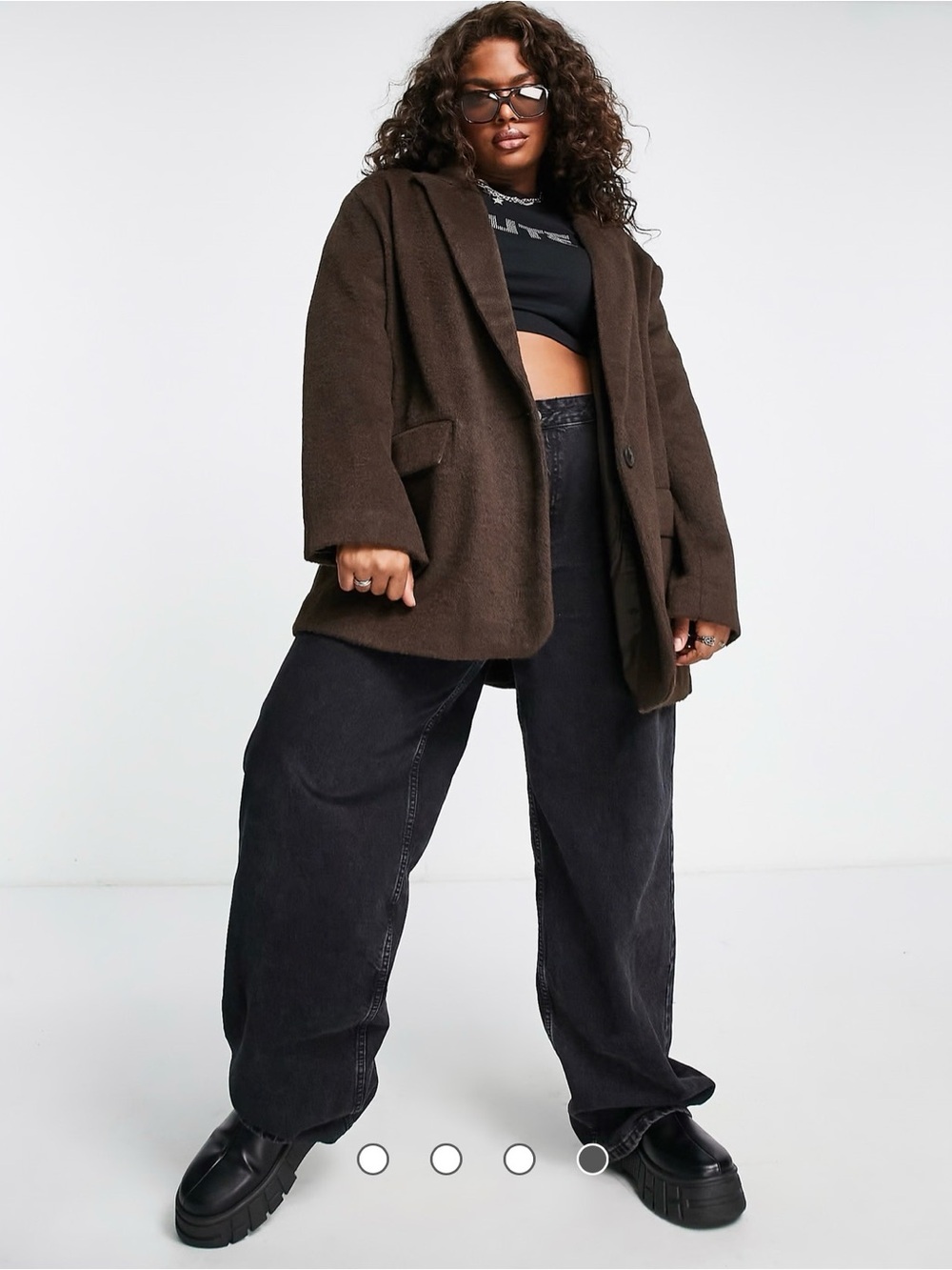 ASOS DESIGN Brown Fuzzy Teddy Boyfriend Coat – Size US 8 / UK 12